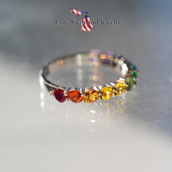 12 Stone Rainbow Pride Ring - Price includes custom sizing - Picture 6 of 14